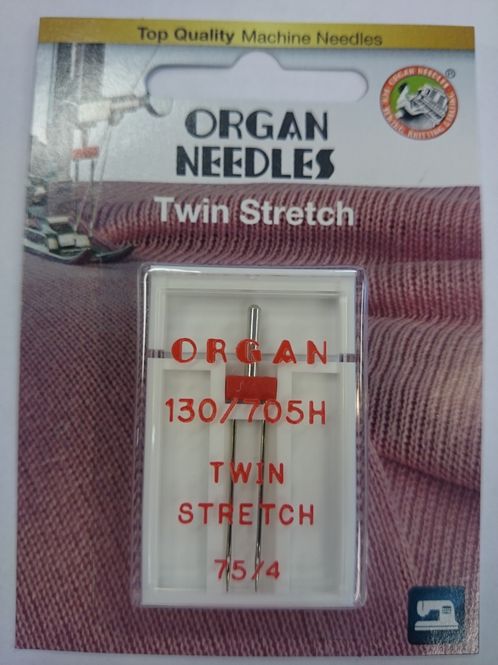 Hovedbilde Organ symaskinnål - 1 st., Tvilling Stretch 4 mm, str. 75