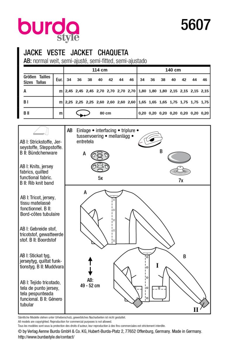 5607 - Burda - jakke