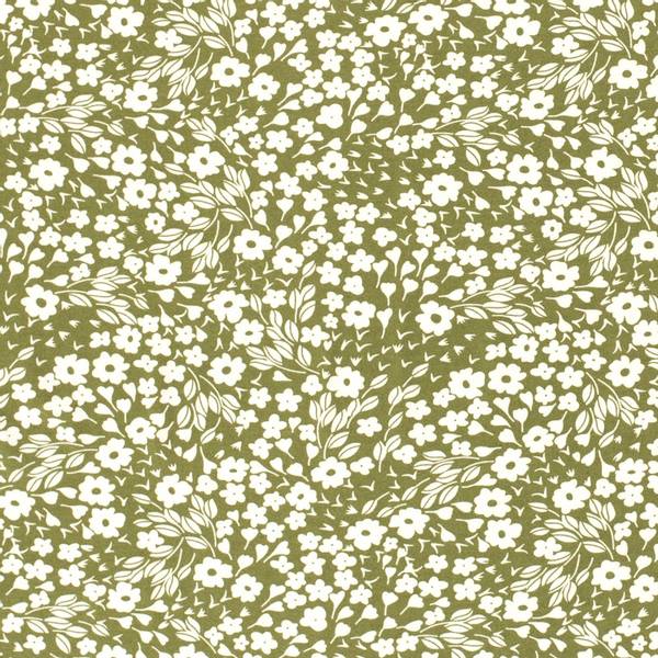 Bilde av Viskosejersey - 1 cm hvite blomster på vårgrønn