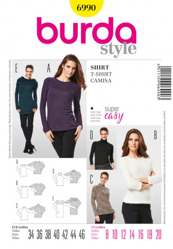 6990 - Burda - Shirt, lang t-skjorte