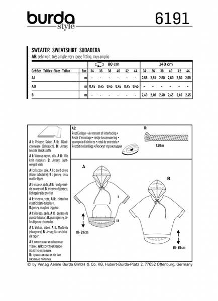 Bilde av 6191 - Burda - hoodie/ sweater oversize