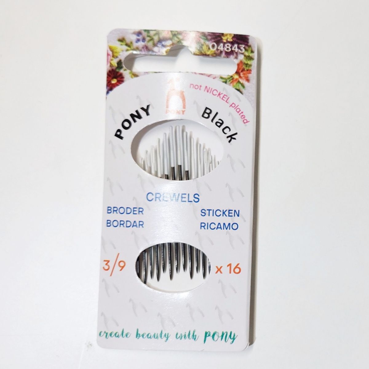 Pony Black - 16 synåler m stor øye - str 3/9