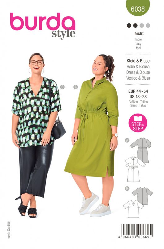 6038 - Burda 44-54 - kjole & bluse