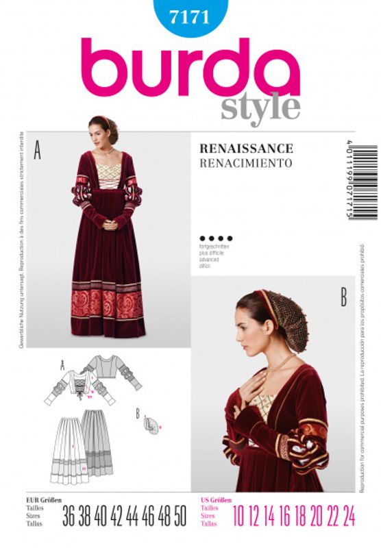 7171 - Burda - Renaissance - kjole, overdel