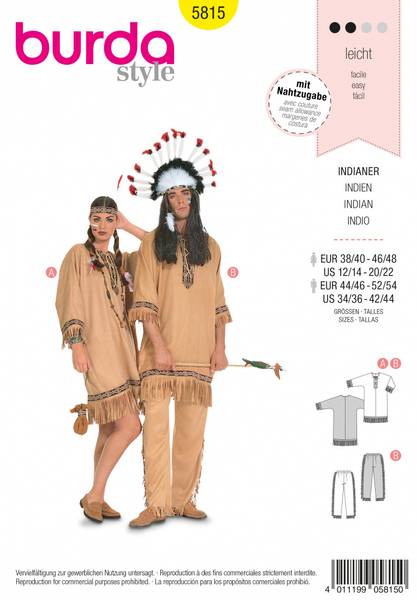 Bilde av 5815 - Burda - kostyme, indianer, voksen