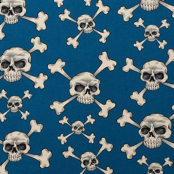 Bilde av Skull and Bones - 7-12 cm hodeskaller på blå
