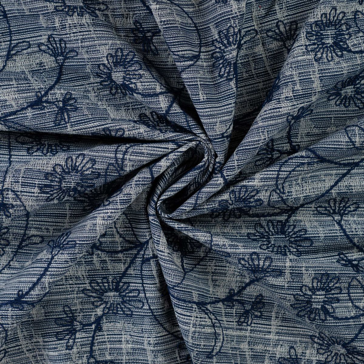Jacquard, dongeri - broderte blomster