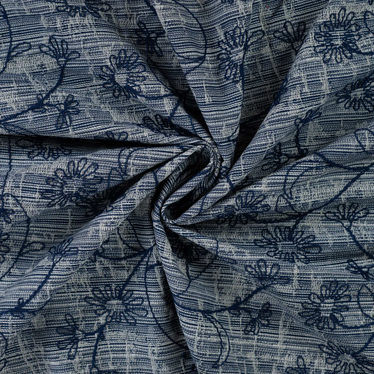 Jacquard, dongeri - broderte blomster