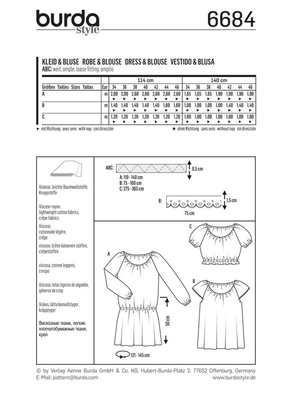 6684 - Burda - Kjole & bluse