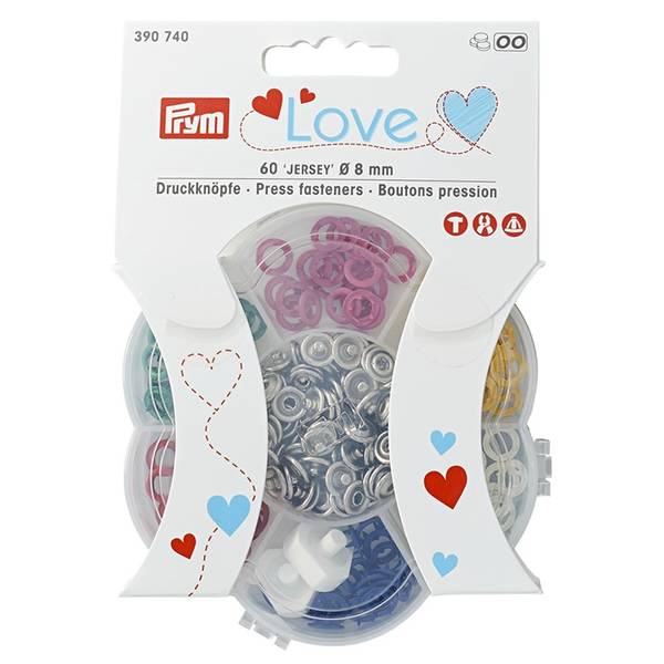 Bilde av Trykknapper - 8 mm Jersey - 60 st farget i boks, m innsats