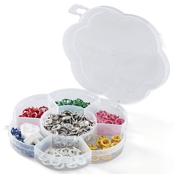 Bilde av Trykknapper - 8 mm Jersey - 60 st farget i boks, m innsats