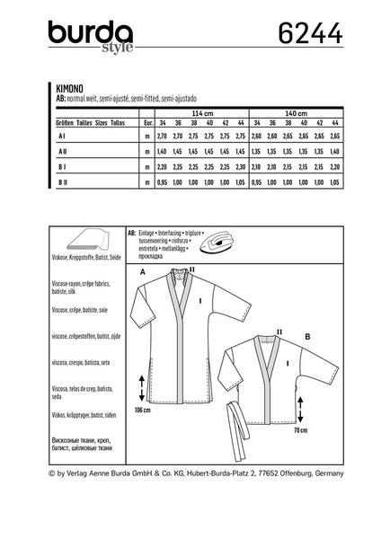 Bilde av 6244 - Burda - kimono, jakke