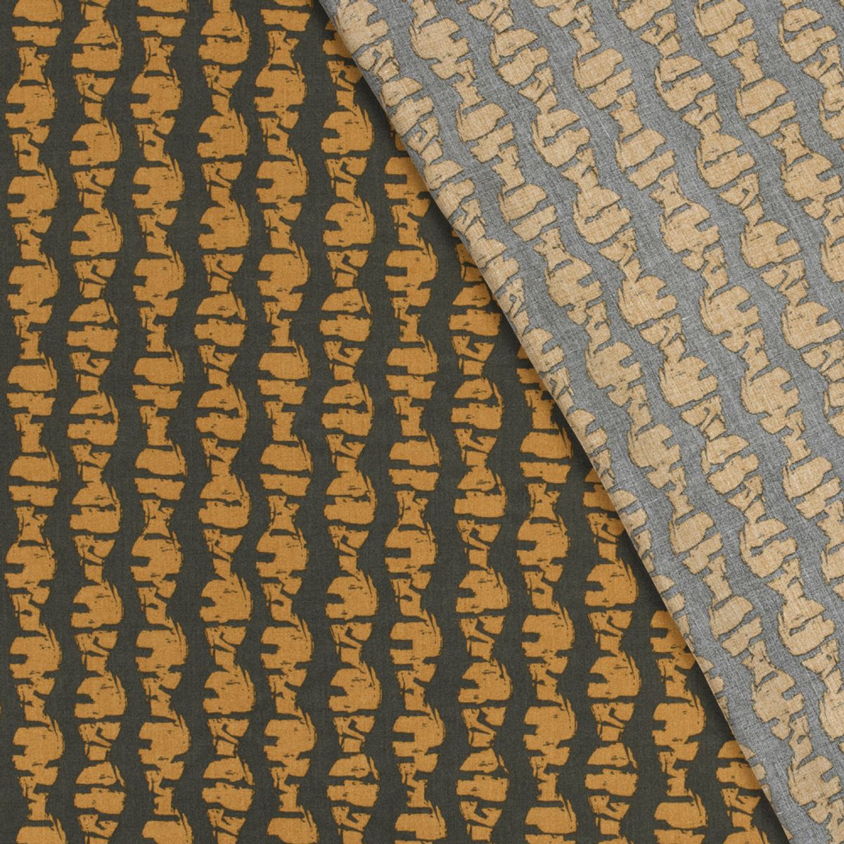 Viskose poplin - abstrakt striper, khaki/oker