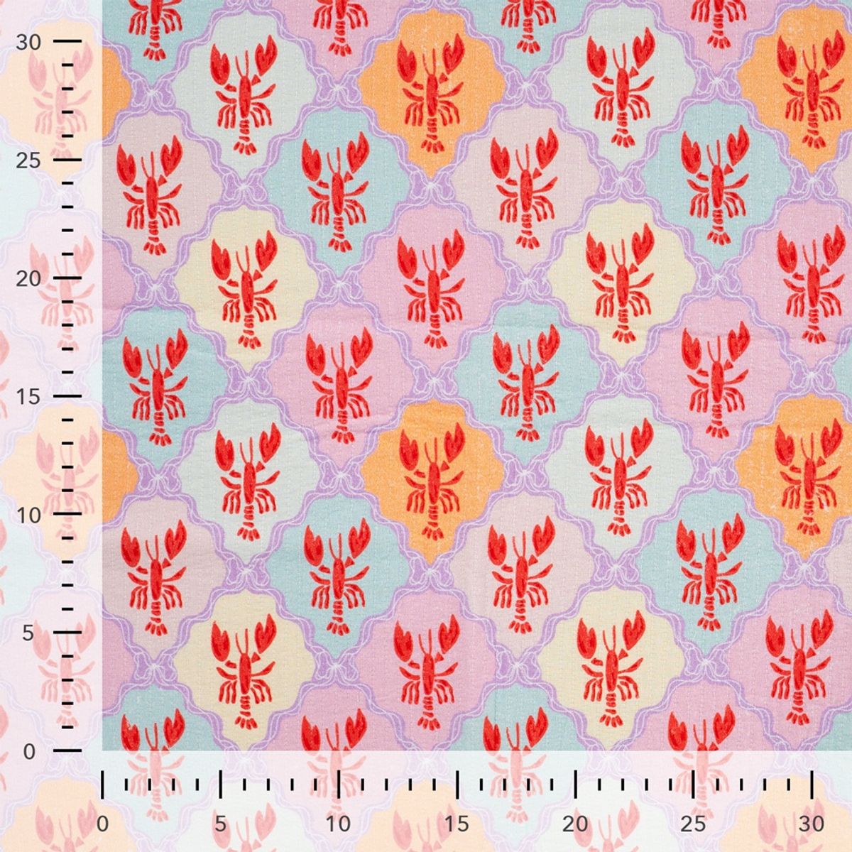 Quiltet bomull – hummer i pastellruter