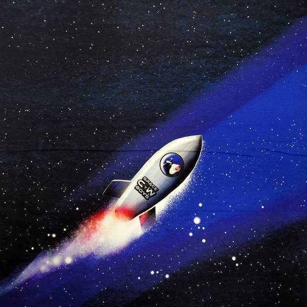 Bilde av French Terry - Panel, Space Cow-Boys, 20 cm på mørk marine