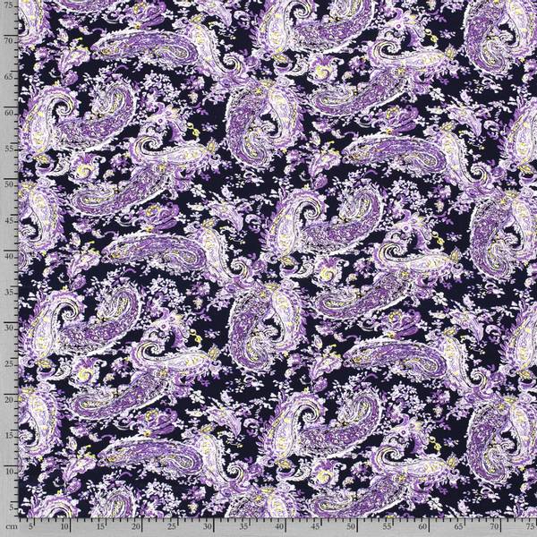 Bilde av Viskosejersey - 12 cm flerfarget paisley på marine