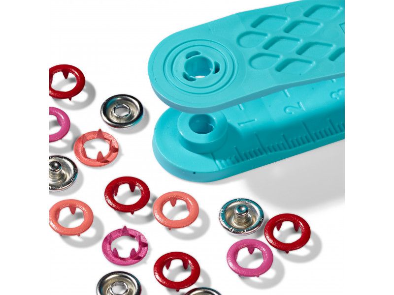 Jersey-trykknapper 8 mm, ring - oransje, pink, rød