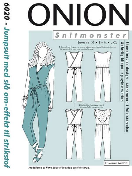 Bilde av Onion 6020 - jumpsuit med slå om -effekt til stretchstoff