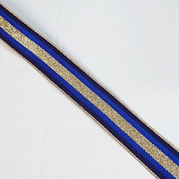 Bilde av Grosgrain bånd, 25 mm, gull-blå-marine