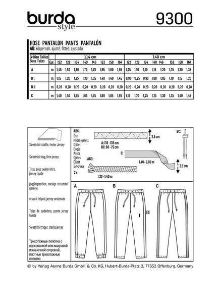 Bilde av 9300 - Burda - joggebukse, bukse med sidestriper