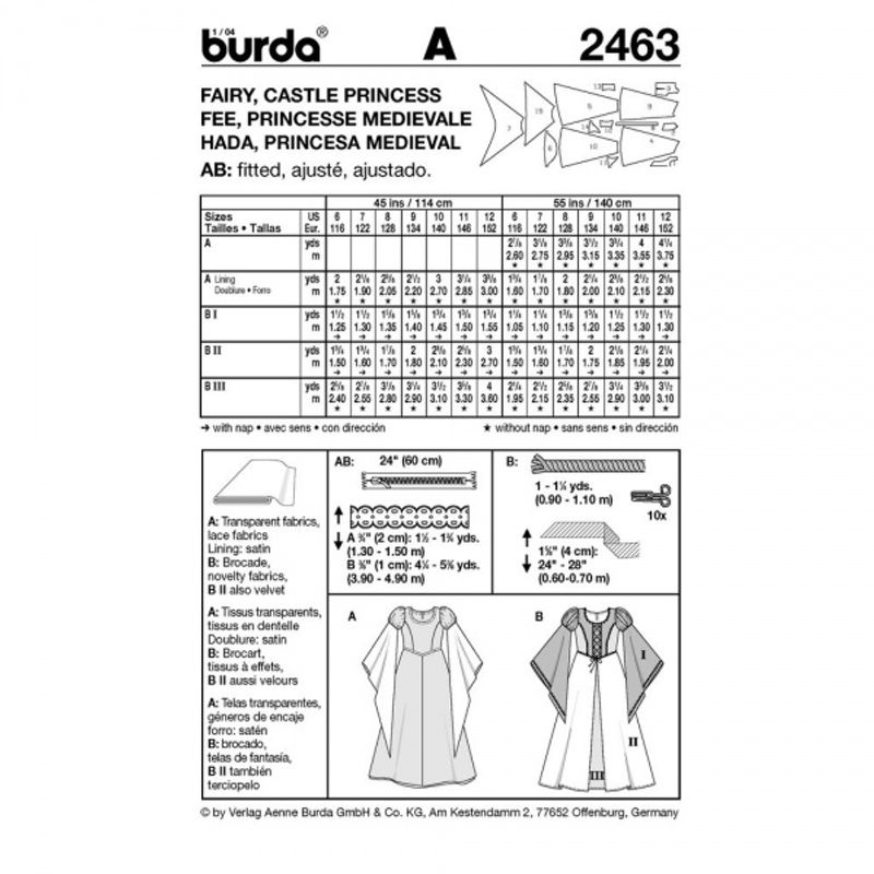 2463 - Burda - kostymer til prinsesse & fee - barn