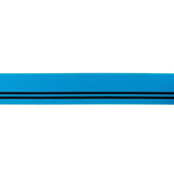Bilde av Myk strikk, 3 cm - striper på turkis