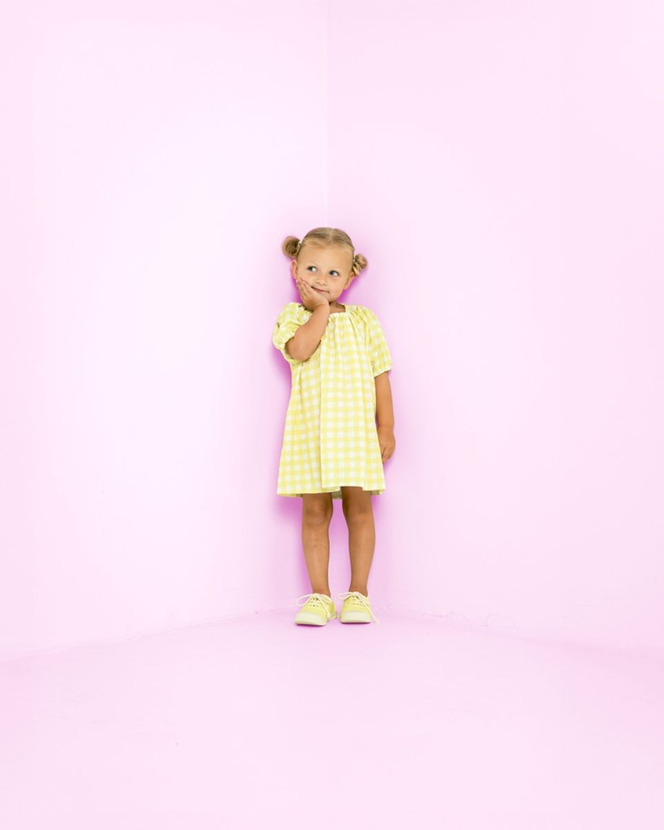 Seersucker - ruter, sitrongul og offwhite