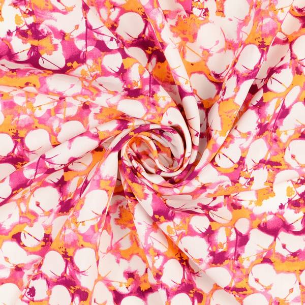 Bilde av Vevd viskose - oransje-pink-hvit mønstret