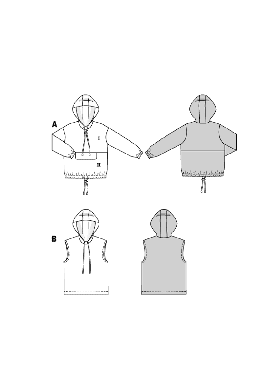 9213 - Burda - hoodie m/ lomme