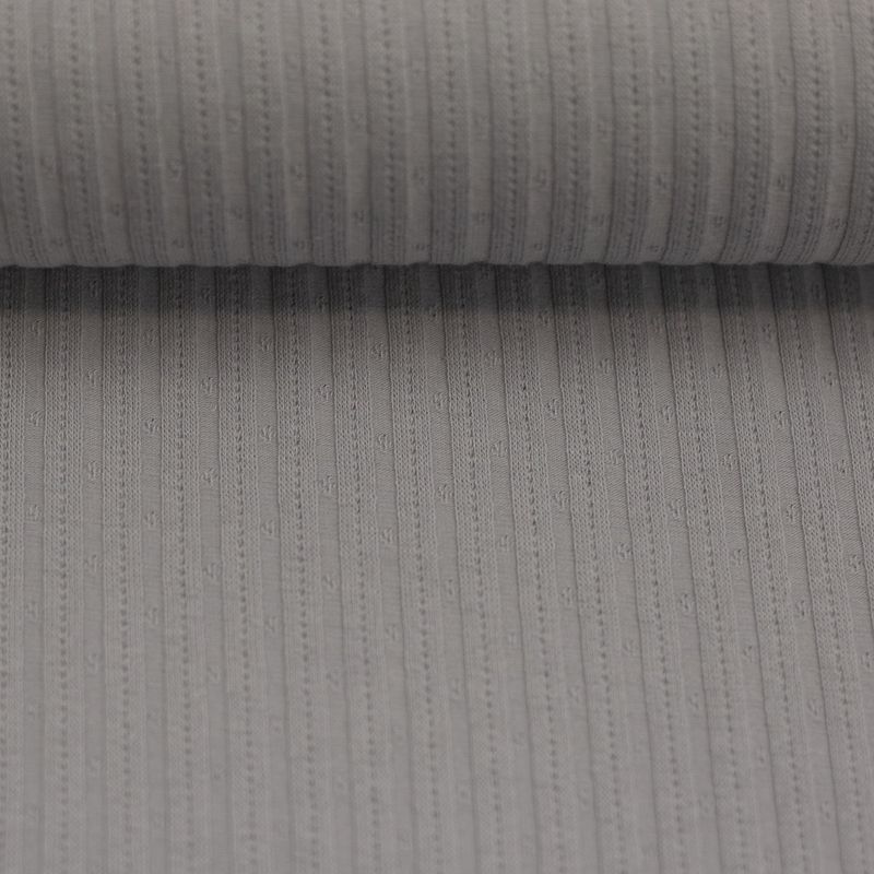 55 cm Pointelle ribbjersey - fv. 183 lysgrå