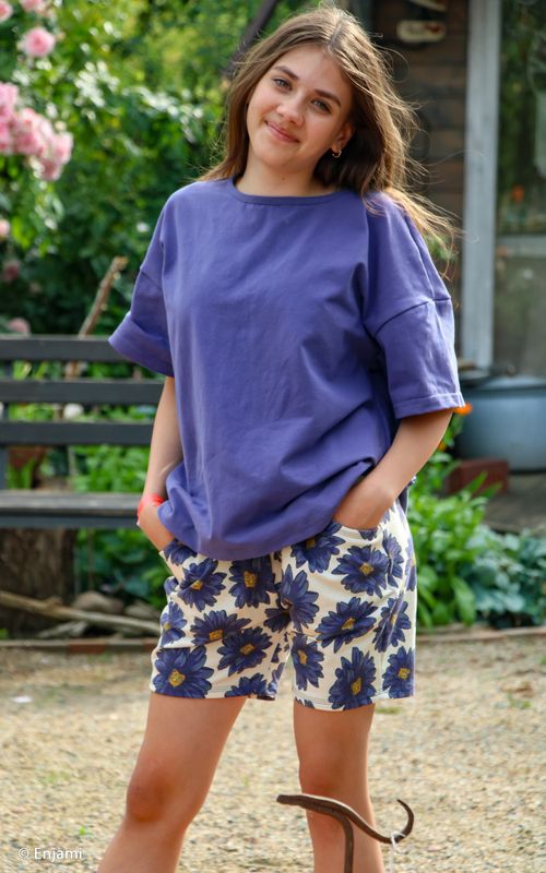 French Terry - lilla blomster