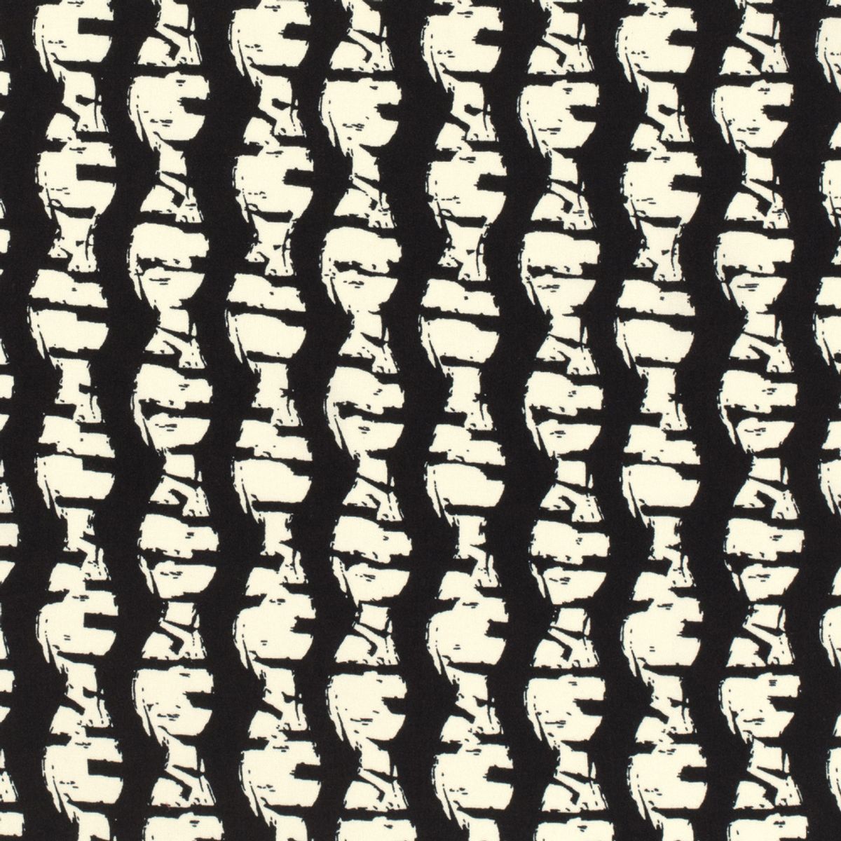 Viskose poplin - abstrakt striper, sort/offwhite