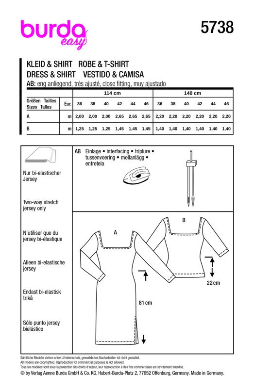 5738 - Burda - kjole m/ splitt & genser