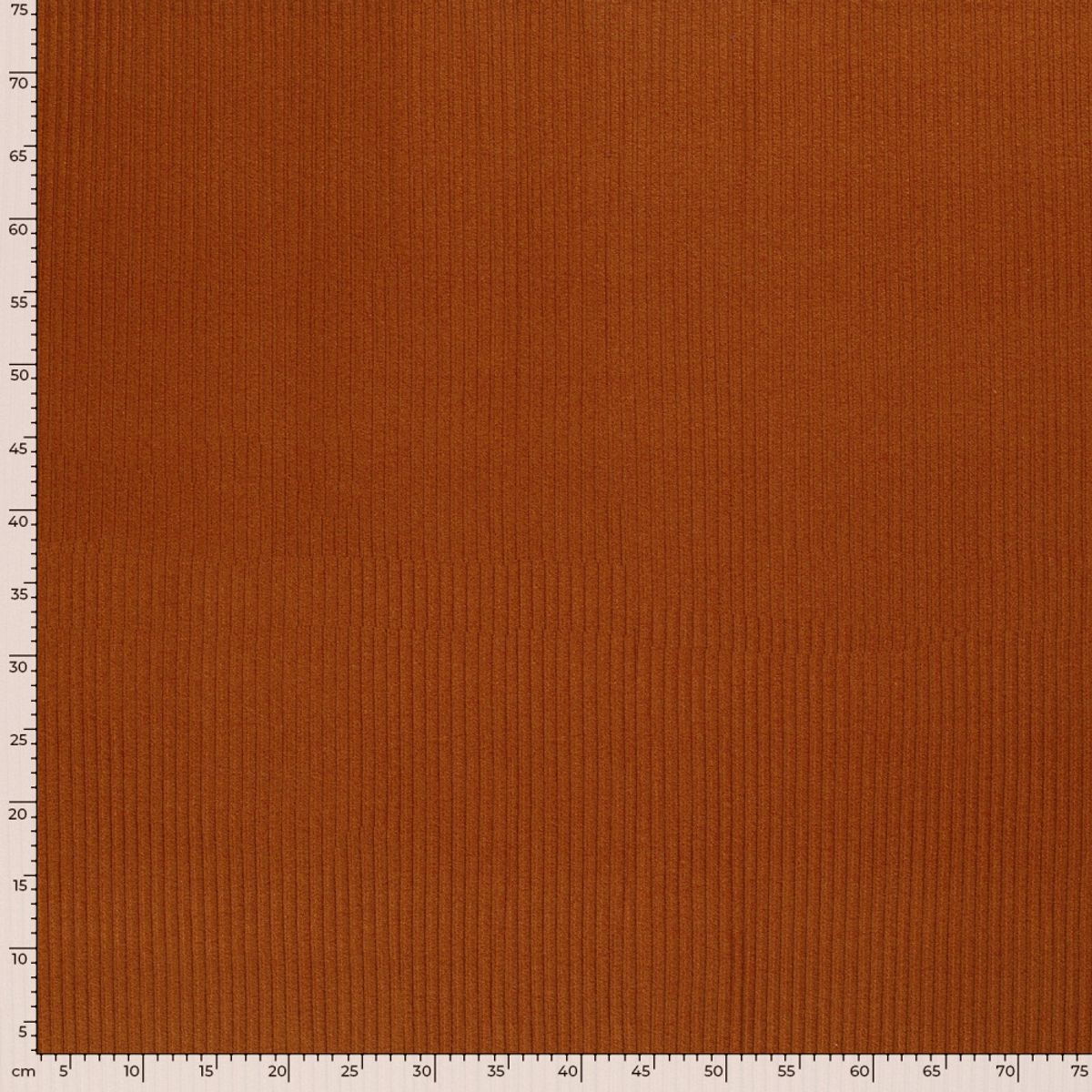 70 cm Ribbestrikket viskosejersey, kraftig - brent oransje