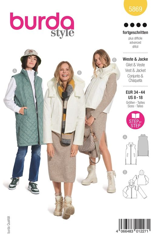 5869 - Burda - Jakke / vest med avtagbare ermer