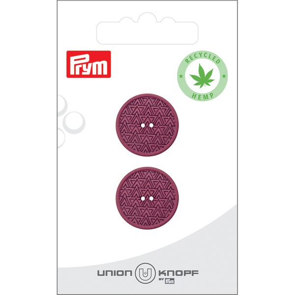 Bilde av Knapp, hamp, 20 mm, 2 stk - Gammelrosa mønstret