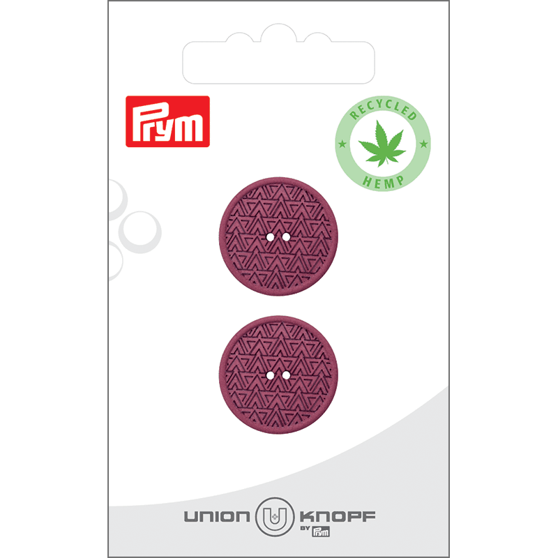Knapp, hamp, 20 mm, 2 stk - Gammelrosa mønstret