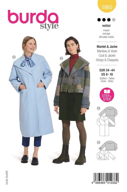 Hovedbilde 5860 - Burda - Jakke & kåpe med stor krage