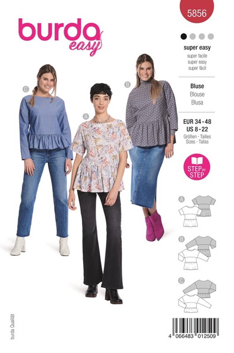 5856 - Burda - Bluse med kappe