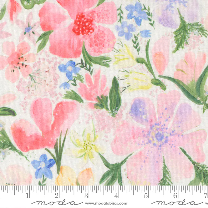 Hovedbilde Sweet Cecily - akvarellblomster på offwhite