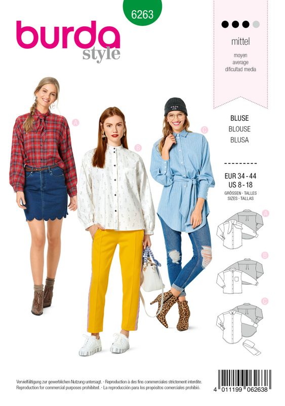 6263 - Burda - Bluse - skjorte