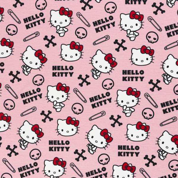 Bilde av Bomullsjersey - 5 cm Hello Kitty på lysrosa
