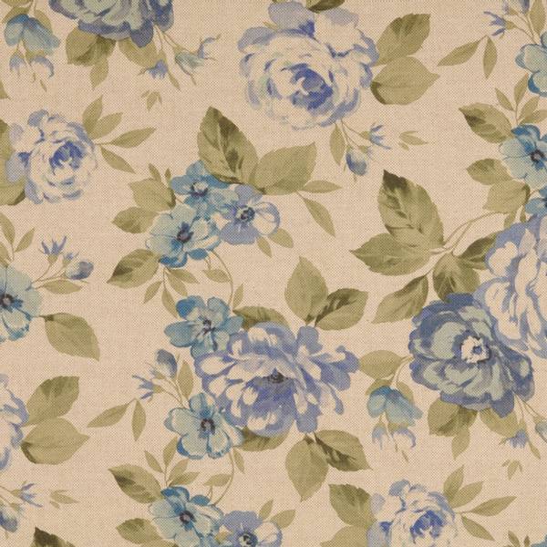 Bilde av Linlook - ca 17 cm blomstermotiv i blå-grønn