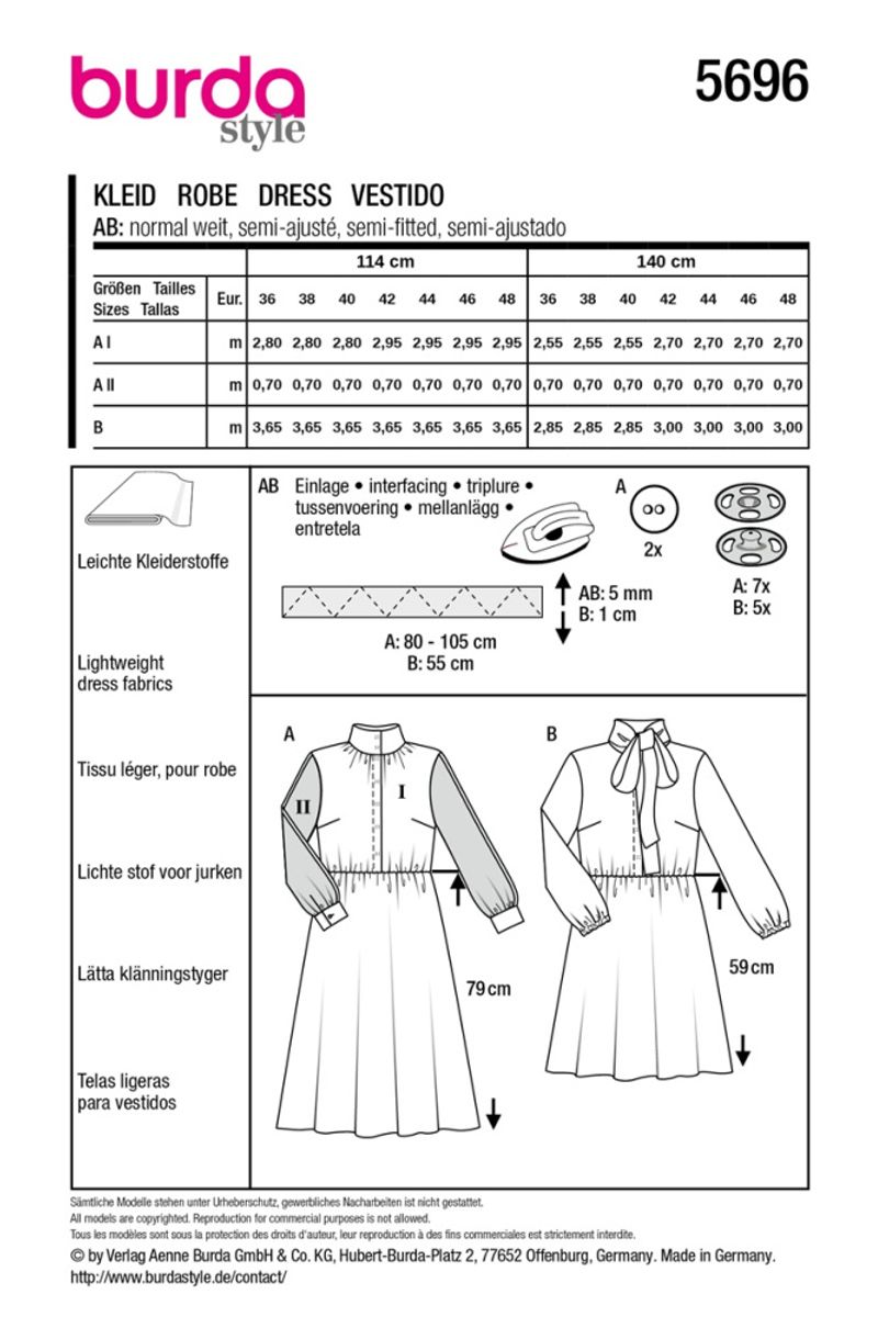 5696 - Burda - kjole m/ krage