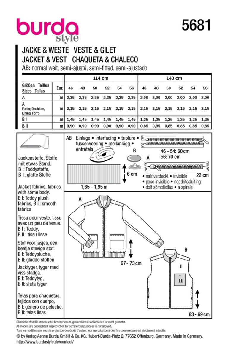 5681 - Burda - jakke & vest, herre