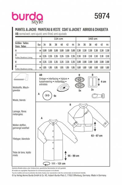 Bilde av 5974 - Burda - jakke m/ raglan