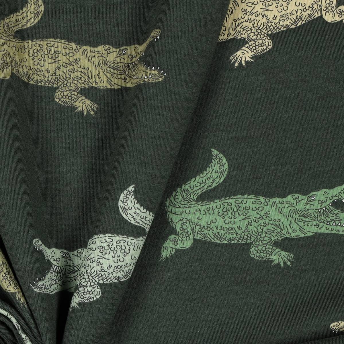Bomullsjersey - krokodille på khaki
