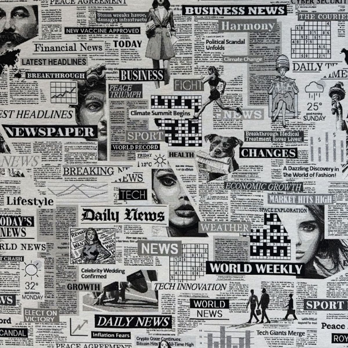 Gobelin - newspaper, sort-hvit