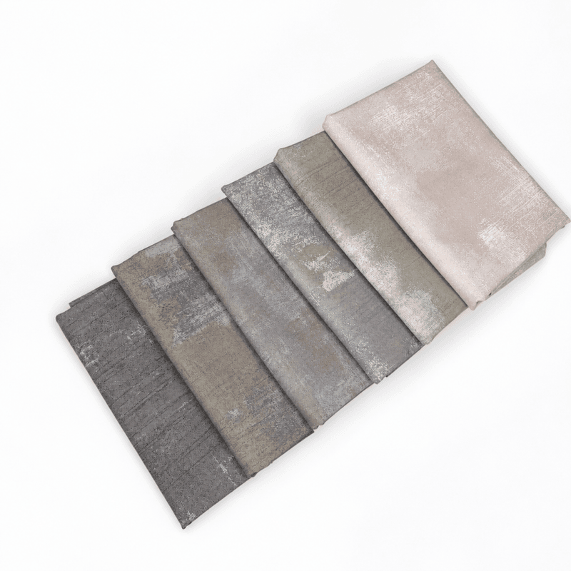 Grunge - stoffpakke, grå, 30x110 cm, 6st.