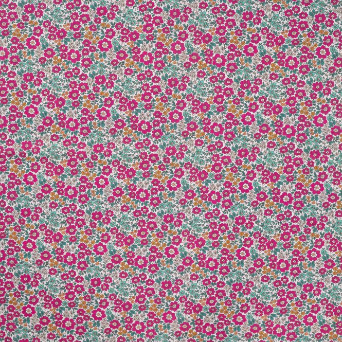 Hovedbilde Voile, bomull, glatt - små blomster, fuksia